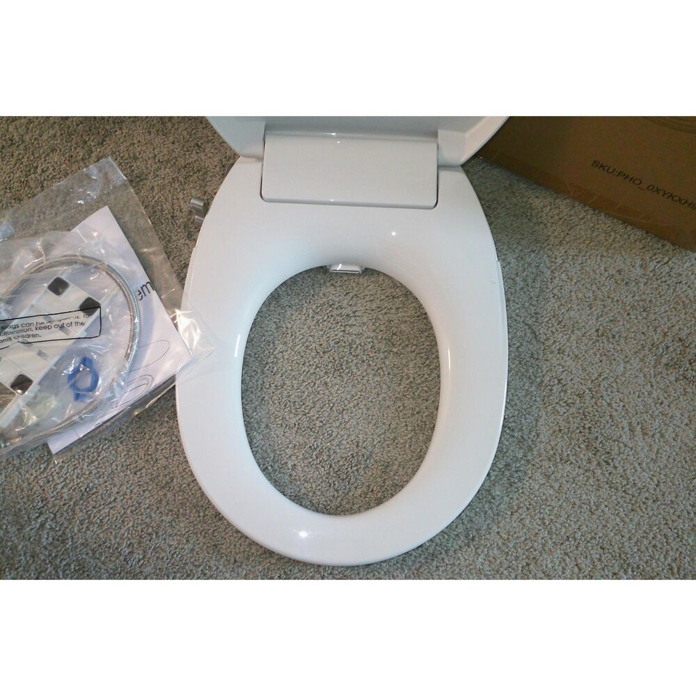 17” Round Non-Electric Bidet Toilet Seat Dual Nozzles Soft-Close White - Picture 10 of 10
